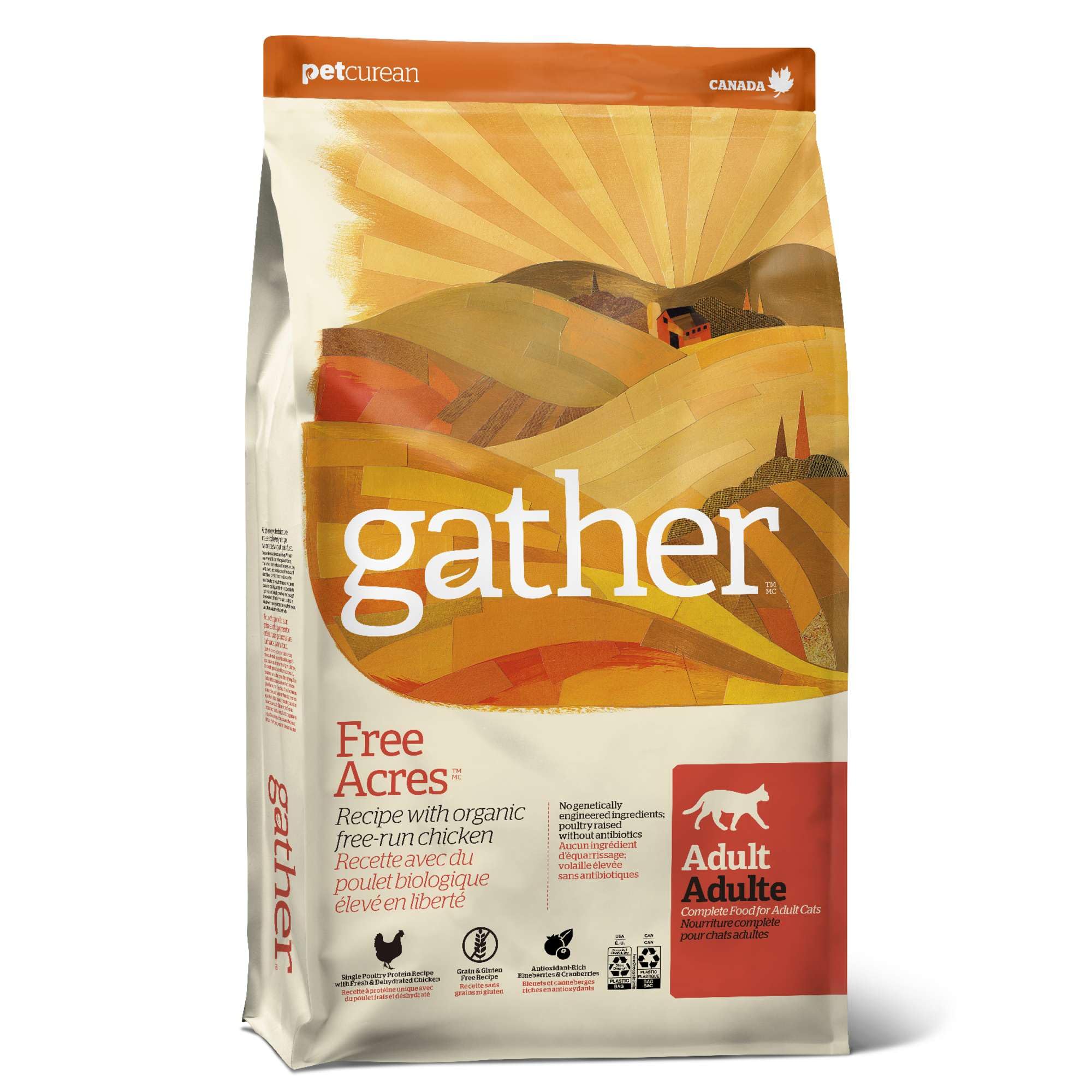 GATHER Free Acres Free-Run Chicken Grain-Free & Gluten-Free Dry Cat Food, Healthy Kibble Made with USDA Certified Organic & Non-