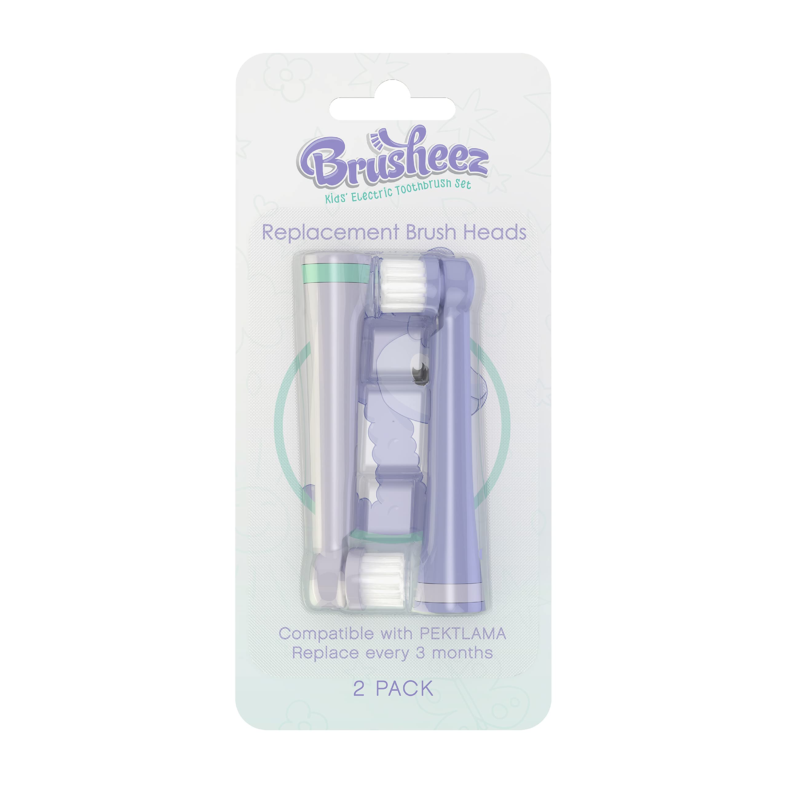 Brusheeza Electronic Toothbrush Replacement Brush Heads 2 Pack (Luna The Llama)