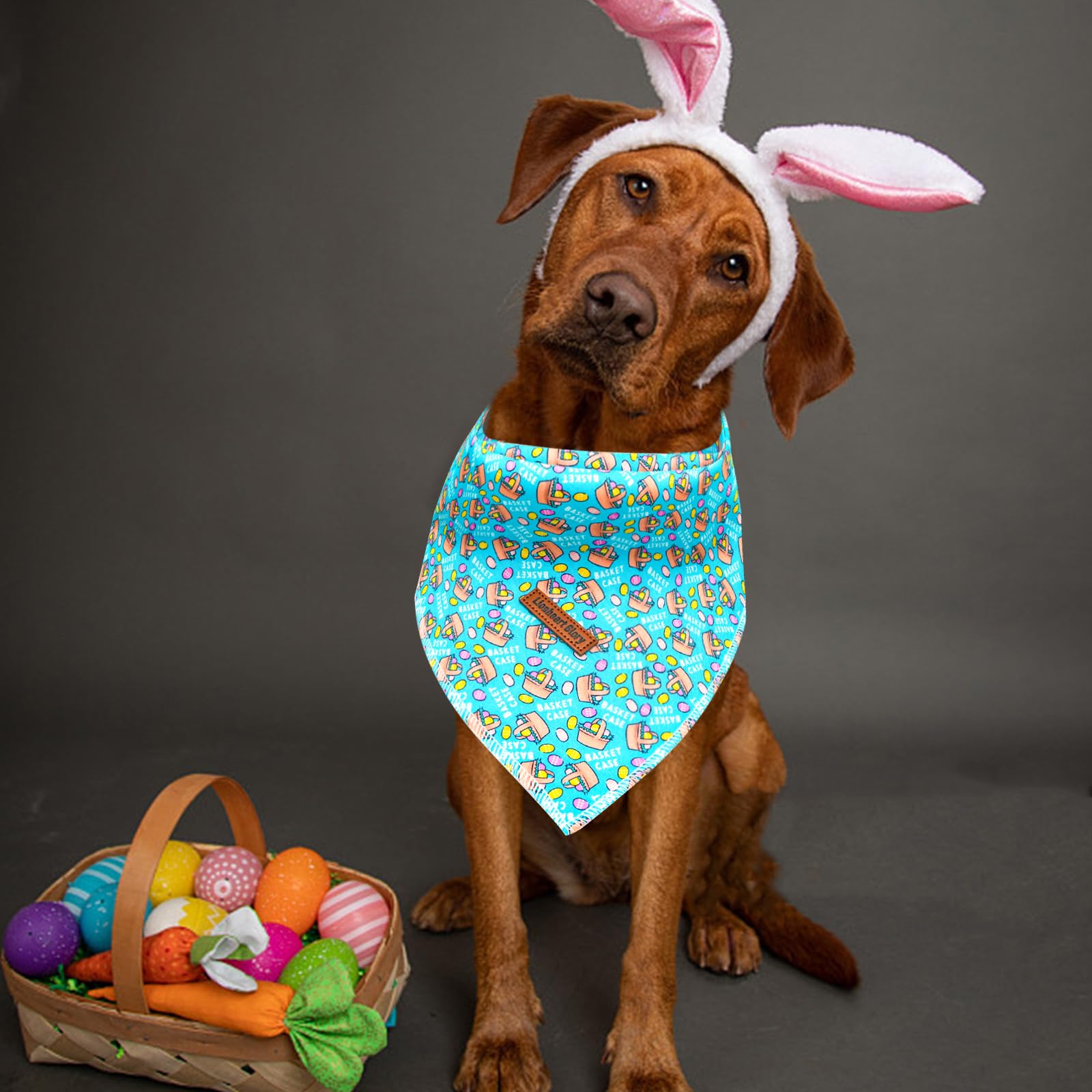 Lionheart Easter Dog Scarf, Square Adjustable Bandanas, Soft, Washable, Medium To Large Dogs, 1 Pack