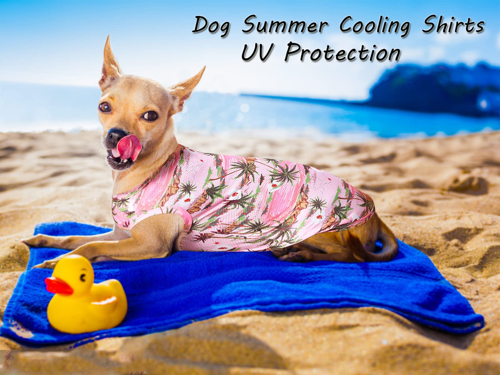 Y-Blue Dog Hawaiian Shirts,Summer Cooling Quick Dry Mesh Breathable T-Shirt Tops For Small Boy Girl Puppy Chihuahua Dogs,Pink+Bl