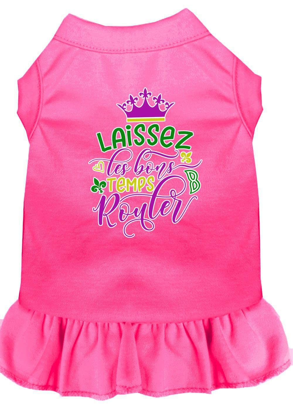 Pet Dog and Cat Dress Screen Printed, "Laissez Les Bons Temps Rouler" Purple 2XL (20-25 lbs.)