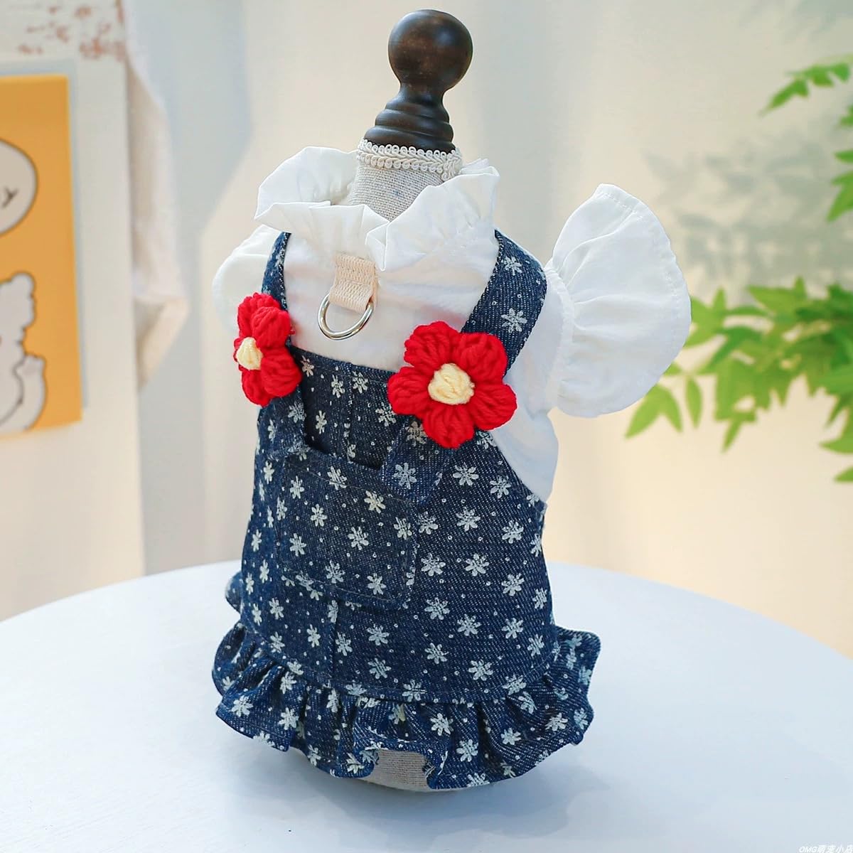 Harikaji Pet Dress, Sweet Denim Floral Small Dog Skirt Girl Tutu Clothing Puppy Cat Apparel Teddy Clothes Wedding Dresses For Sp