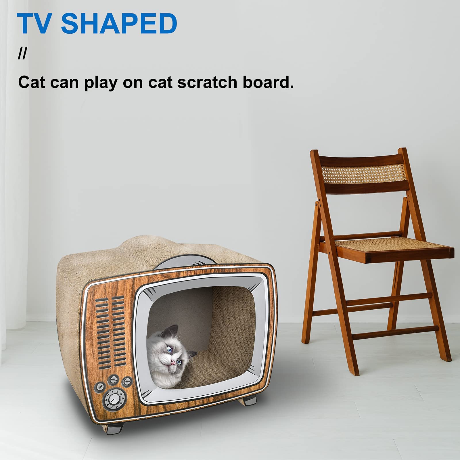 FluffyDream Cat Scratcher Post Board, Mount Fuji Shape Cat Scratching Lounge Bed, Durable Pad Prevents Furniture Damage