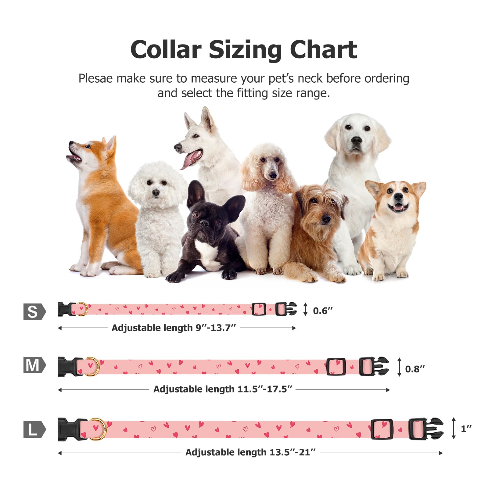 Cotton Handmade Dog Collar Cute And Distinctive Patterns Pink Heart With Pendant For Girl Boy Dogs Collars M