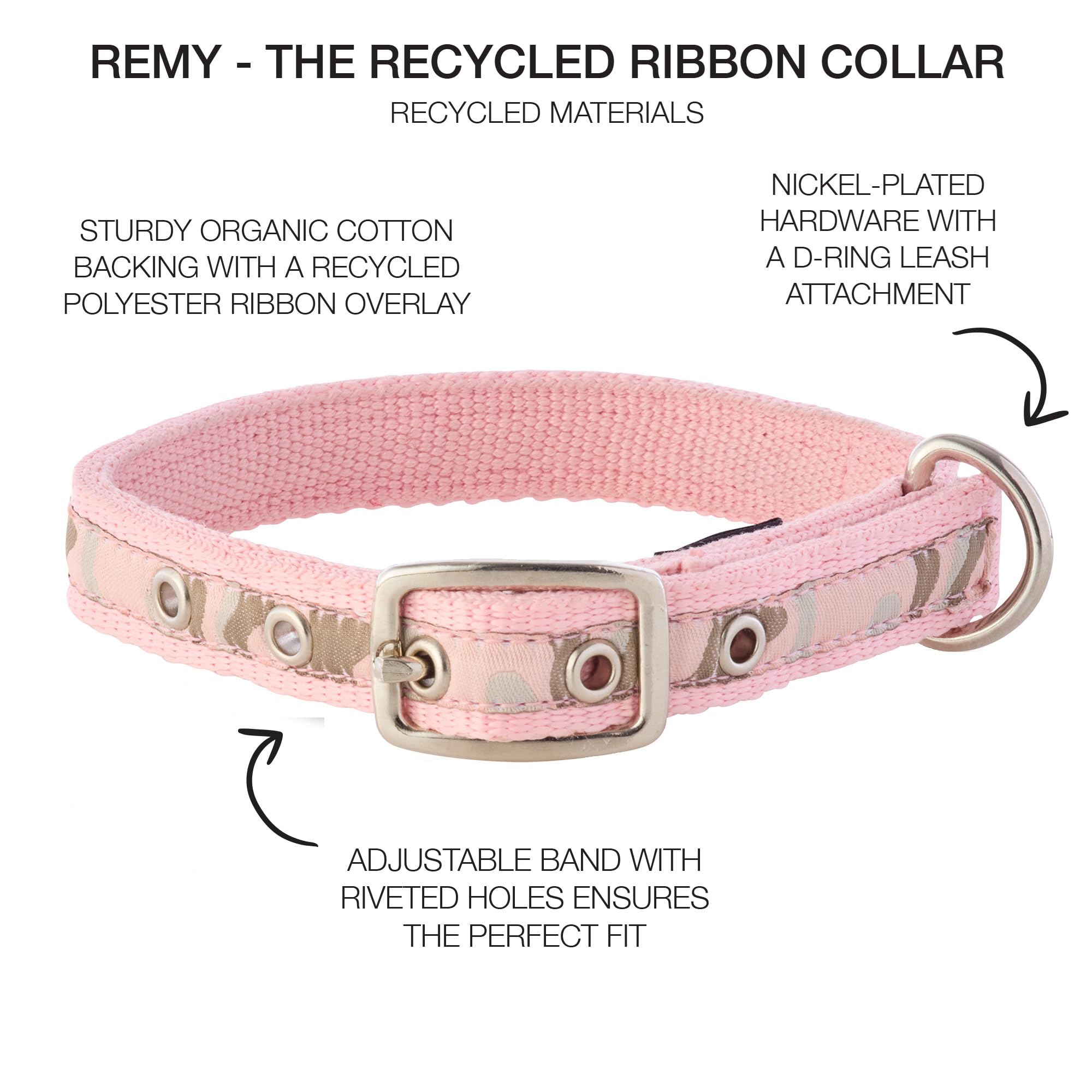 Pet Passion Adjustable Dog Collar, Camo-Pink, Small, Recycled Polycotton, Model P01RM01