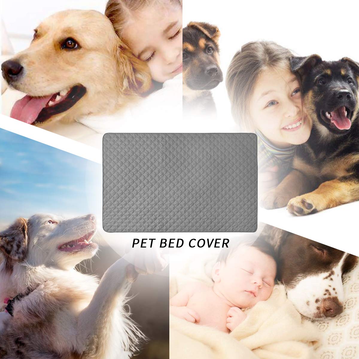 Dog Blankets For Couch Protection Waterproof Dog Bed Covers Pet Blanket Furniture Protector (Grey+Beige, 82'X120')