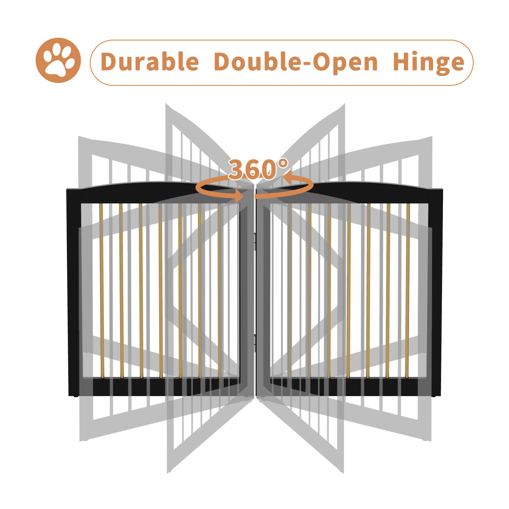 PUPETPO Freestanding Pet Gate for Dogs, Foldable Wooden Dog Gate for House, Stairs, Doorways, Step Over Pet Puppy Safety Fence,S