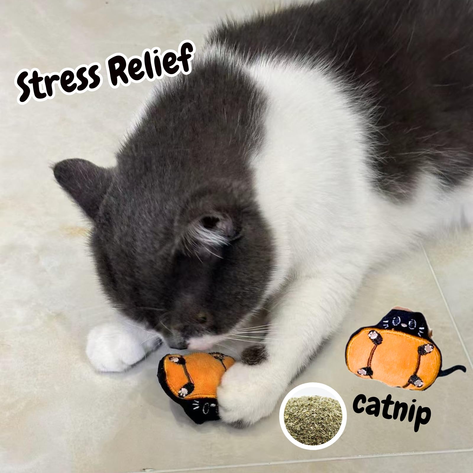 Cece Paw 6 Pack Catnip Toy, Filled Teething Chew Toys, Interactive Kitten Chew Bite Toys For Boredom Relief, For Cats And Cat Lo