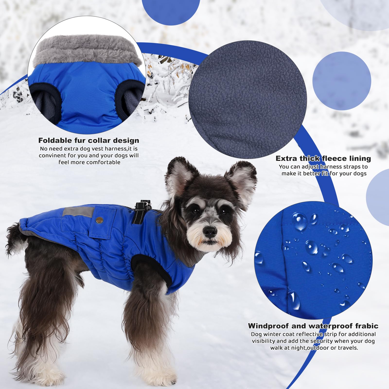 Gyuzh Dog Coat - Adjustable Reflective Winter Jacket With Pockets, Faux Fur Collar - Waterproof For Small, Medium & Large Dogs (
