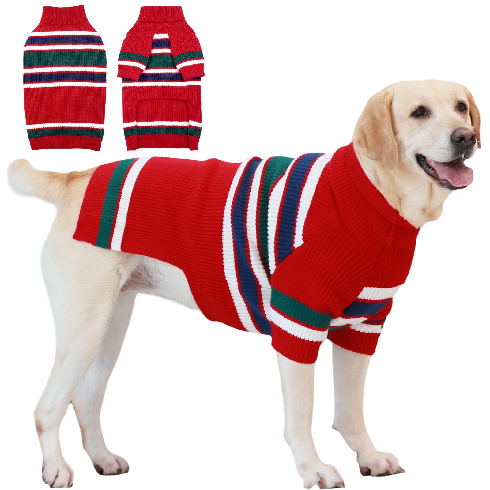 Iecoii Dog Sweater,Xxxl Dog Sweater,Extra Large Dog Sweater Turtleneck Warm Dog Winter Coats,Stretchy Large Dog Christmas Sweate