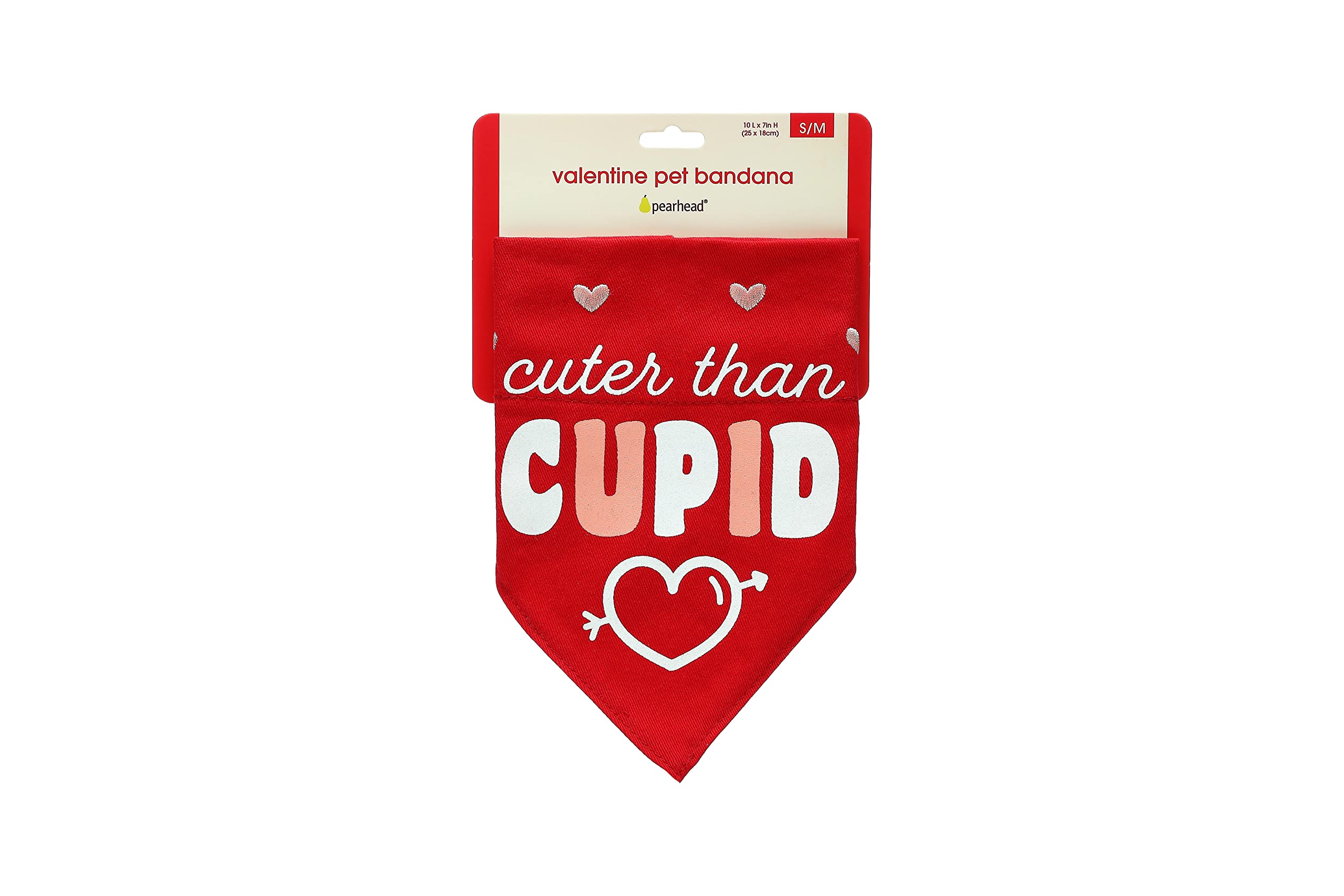 Pearhead Holiday Pet Bandana, Valentine'S Day Outfit For Pets, Slide-On Bandana, Dog Or Cat Apparel Accessory, Cuter Than Cupid, Small/Medium, S/M