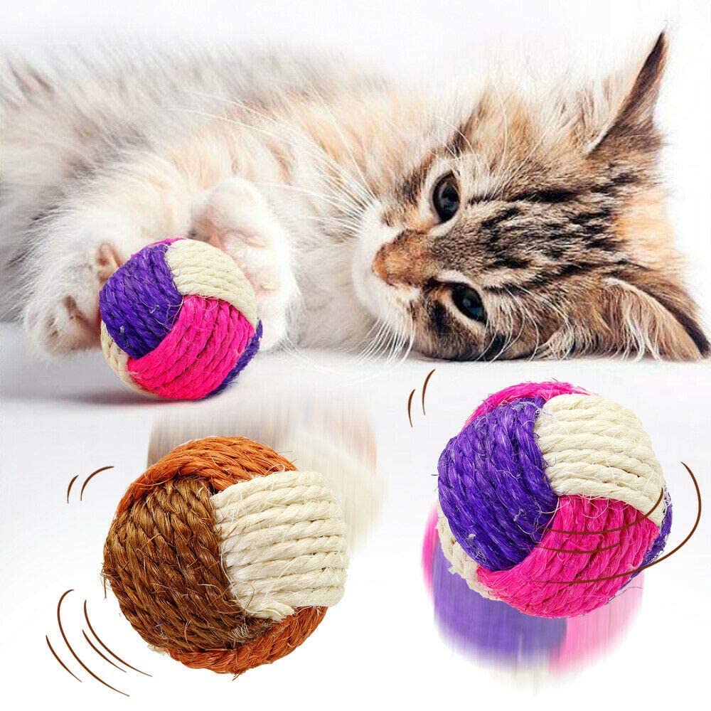 Dog Trust 1 Pcs Cat Ball Toys, Cat Kitten Sisal Scratching Balls Handmade EcoFriendly Kitten Toy Balls For Cats Dogs Puppy Kitt