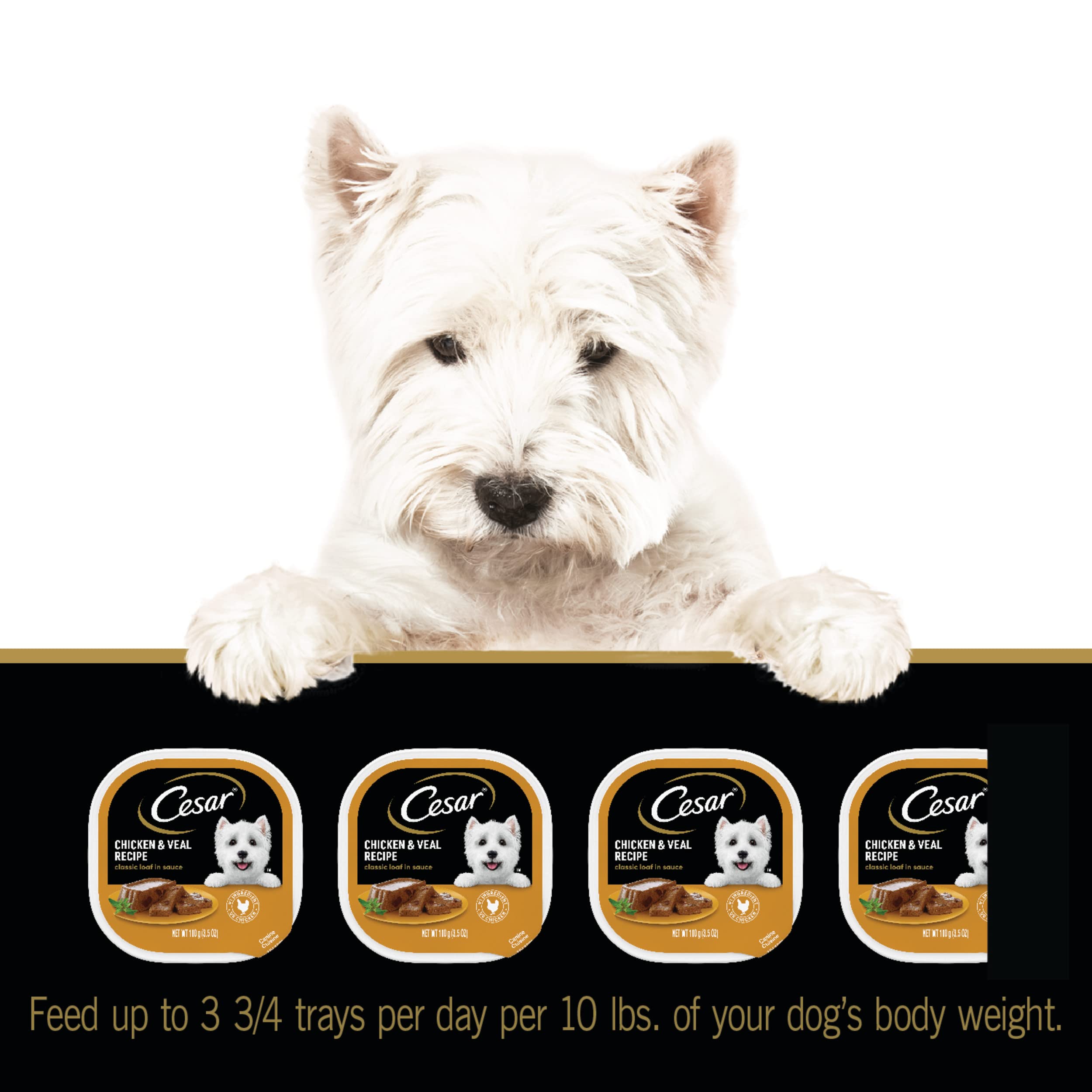 Cesar Wet Dog Food Classic Loaf in Sauce Chicken & Veal Recipe, 3.5 oz. Easy Peel Trays (24 Count, Pack of 1)