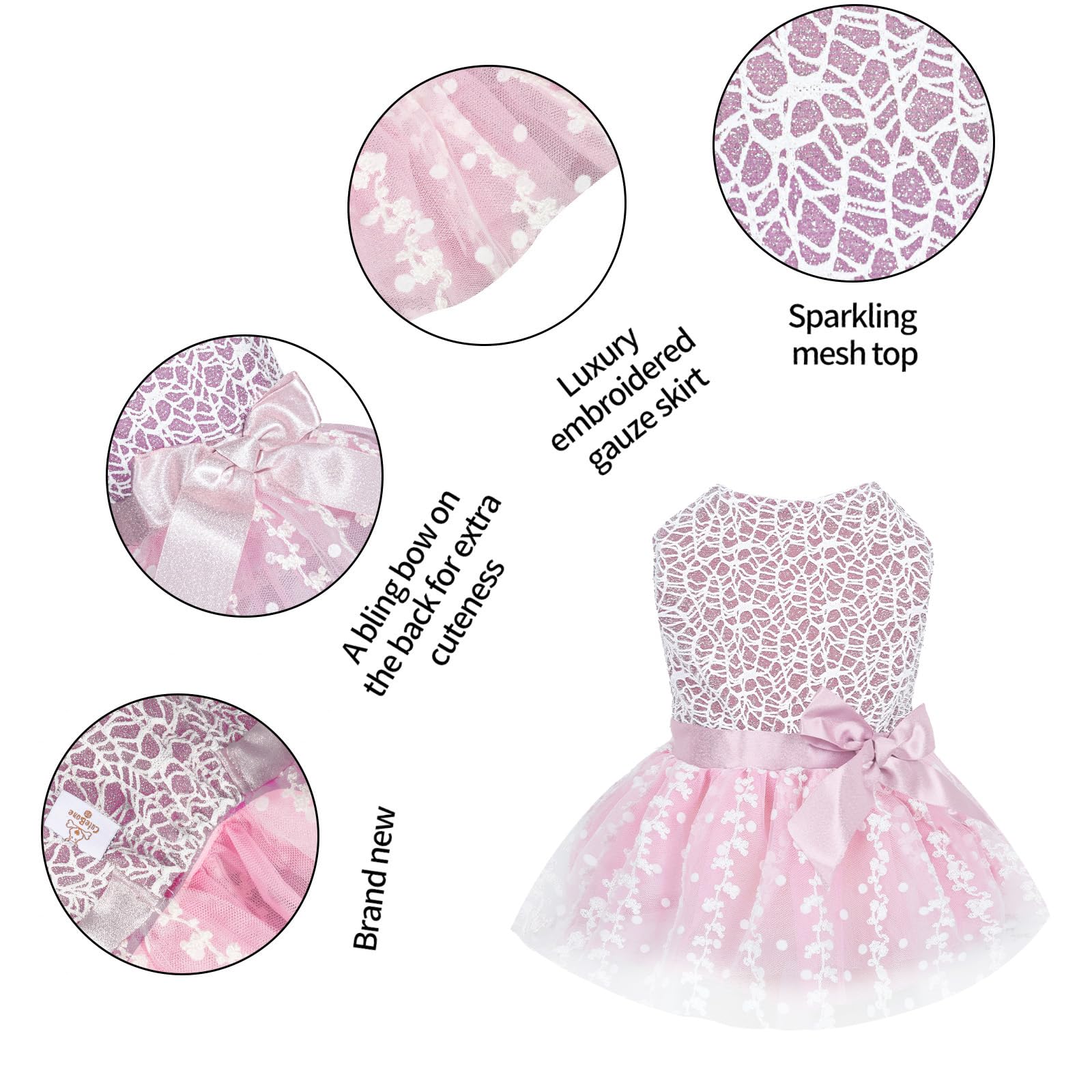 Cutebone Dog Birthday Dress Girl Puppy Skirt Tutu Cat Wedding Outfit Pet Party Clothes For Small Dogs Costume Dd16M