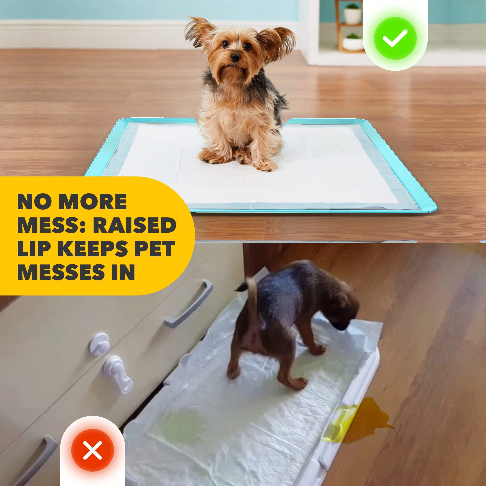 Tidyfriend Dog Puppy Pad Holder Tray - 2 Pack For 24 X 24 Inches Training Pads - Silicone Wee Wee Pad Holder, No Spill Pee Pad H