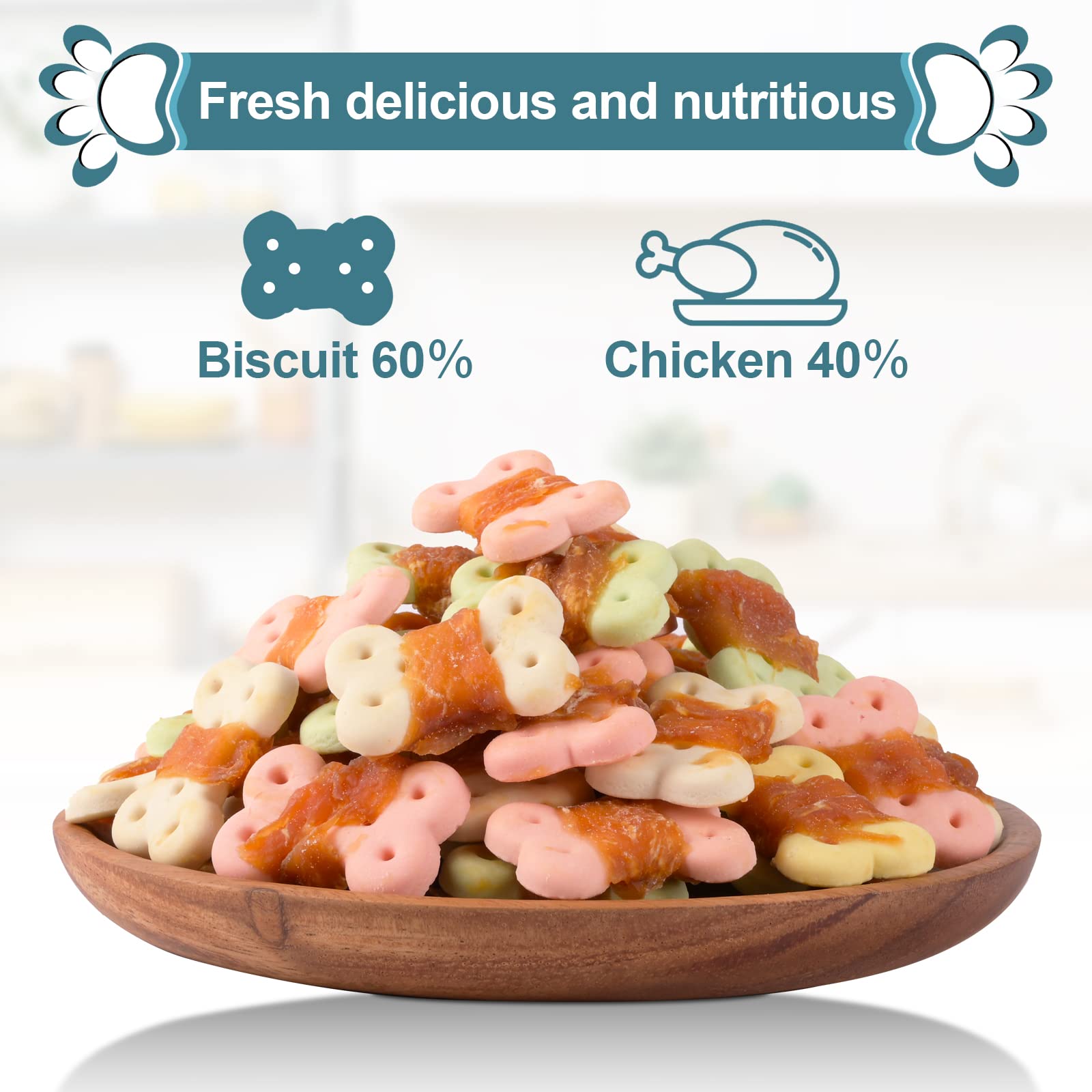 Pawant Dog Treats Biscuits with Chicken Chews for Small Dogs, 1 lb, No Rawhide