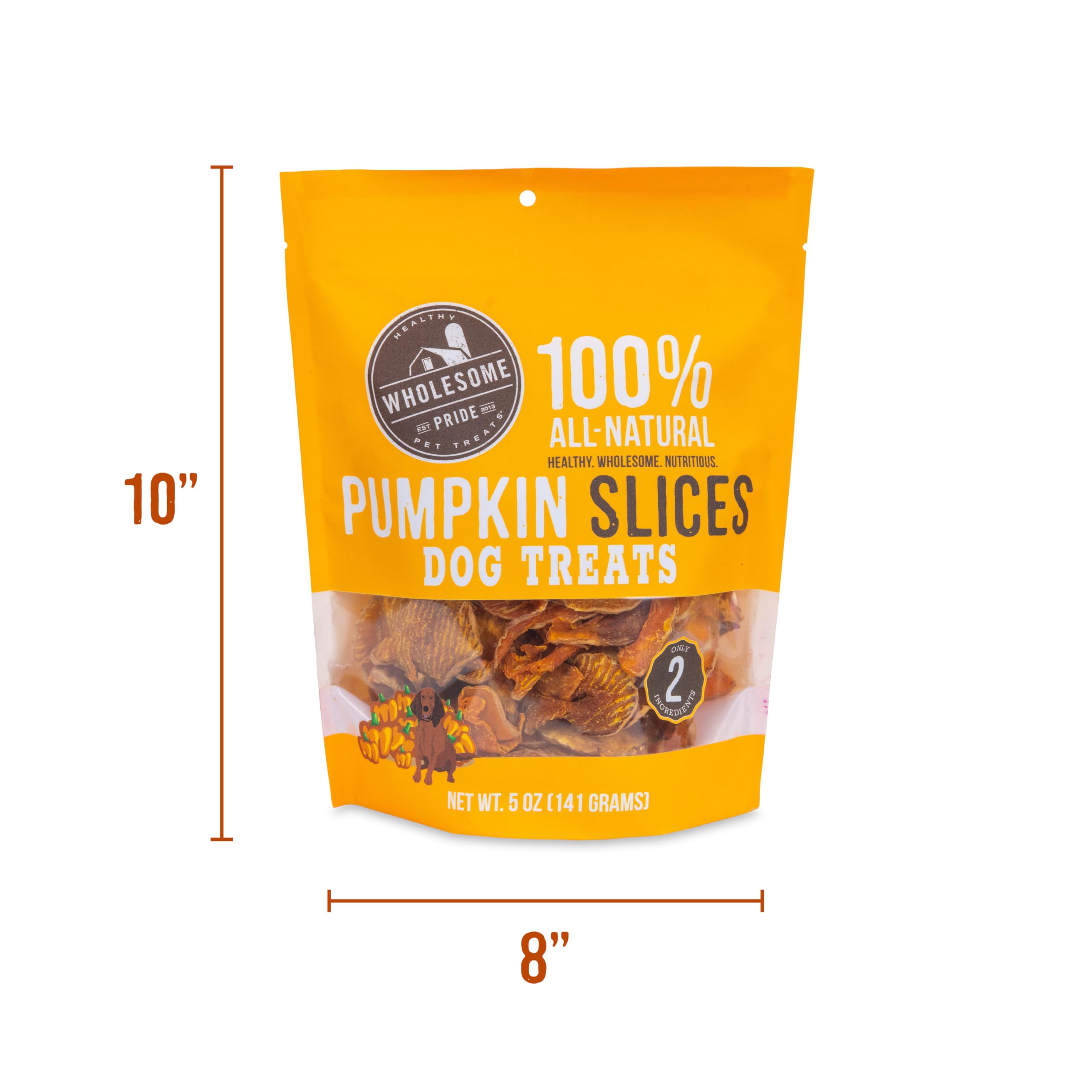 Wholesome Pride Pumpkin Slices 100% All-Natural Limited Ingredient Dehydrated Dog Treats, 5 oz