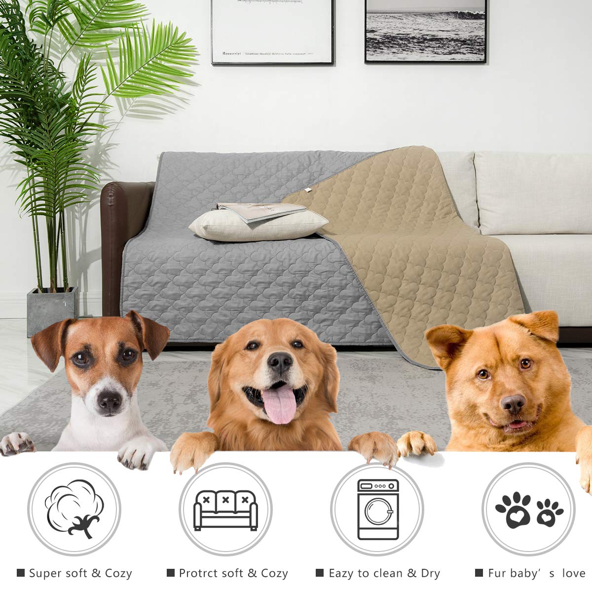 Spxtex Dog Bed Cover Washable Pee Pads Dog Blankets For Puppy Large Dog Cat,Sofa Reversible Changing Pad Reusable 1 Piece(82''X8