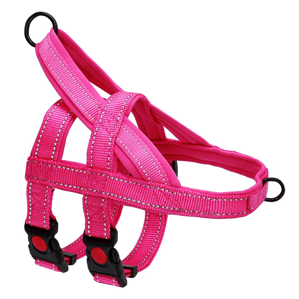 Beirui No Pull Escape Proof Dog Harness for Small Medium Large Dogs - Soft Padded Reflective Medium Dog Walking Harnesses (Hot P
