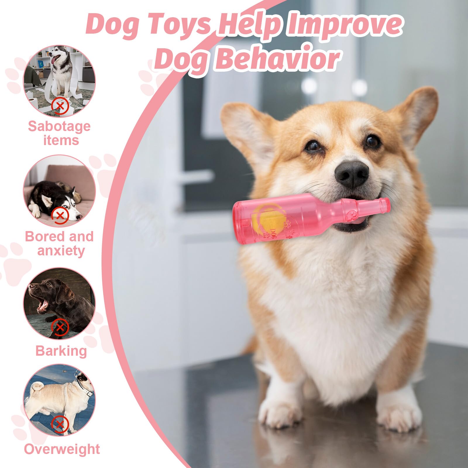 Water Bottle Dog Toy,Crunchnplay Bottle Toy For Dogs,Floating Dog Chew Toys,Squeaky Dog Toys For Aggressive Chewers,Dog Toy Wate
