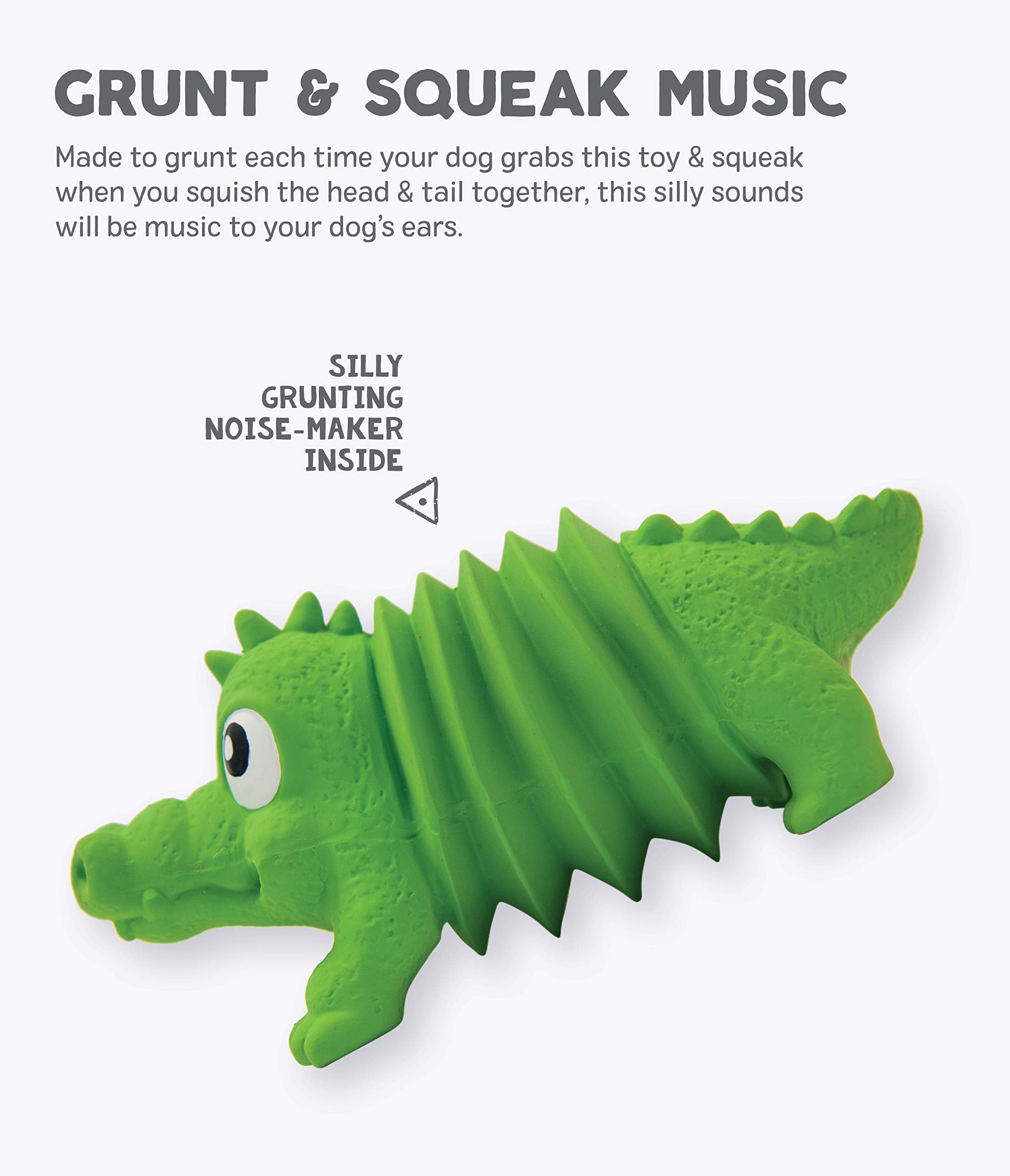 Outward Hound Accordionz Squeaking Dog Toy - Latex Rubber Alligator, 1 Count, Model 68093