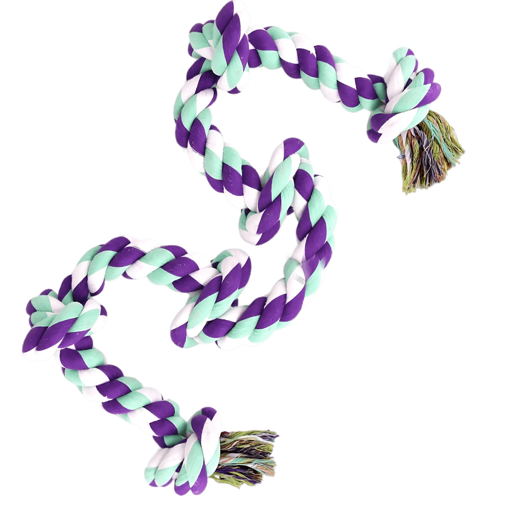 Zulono Tough Tug Rope Toys For Dogs, 6 Knots, Puppies And Large Breeds, MultiColor, Indoor And Outdoor, 106Cmx7Cmx7Cm  2 Pcs