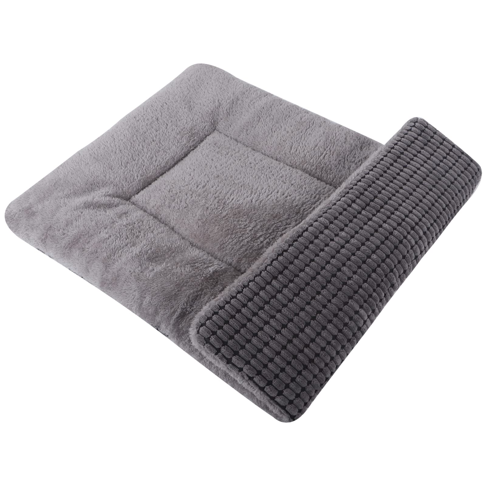 Vetasac Reversible Dog Bed Mat With Plush And Corn Velvet,Soft Warm Pet Cushion, Dual Purpose Washable Sleeping Mattress Bed For Small Medium Large Dog And Cat Xb004 (42'X28', Light Grey)