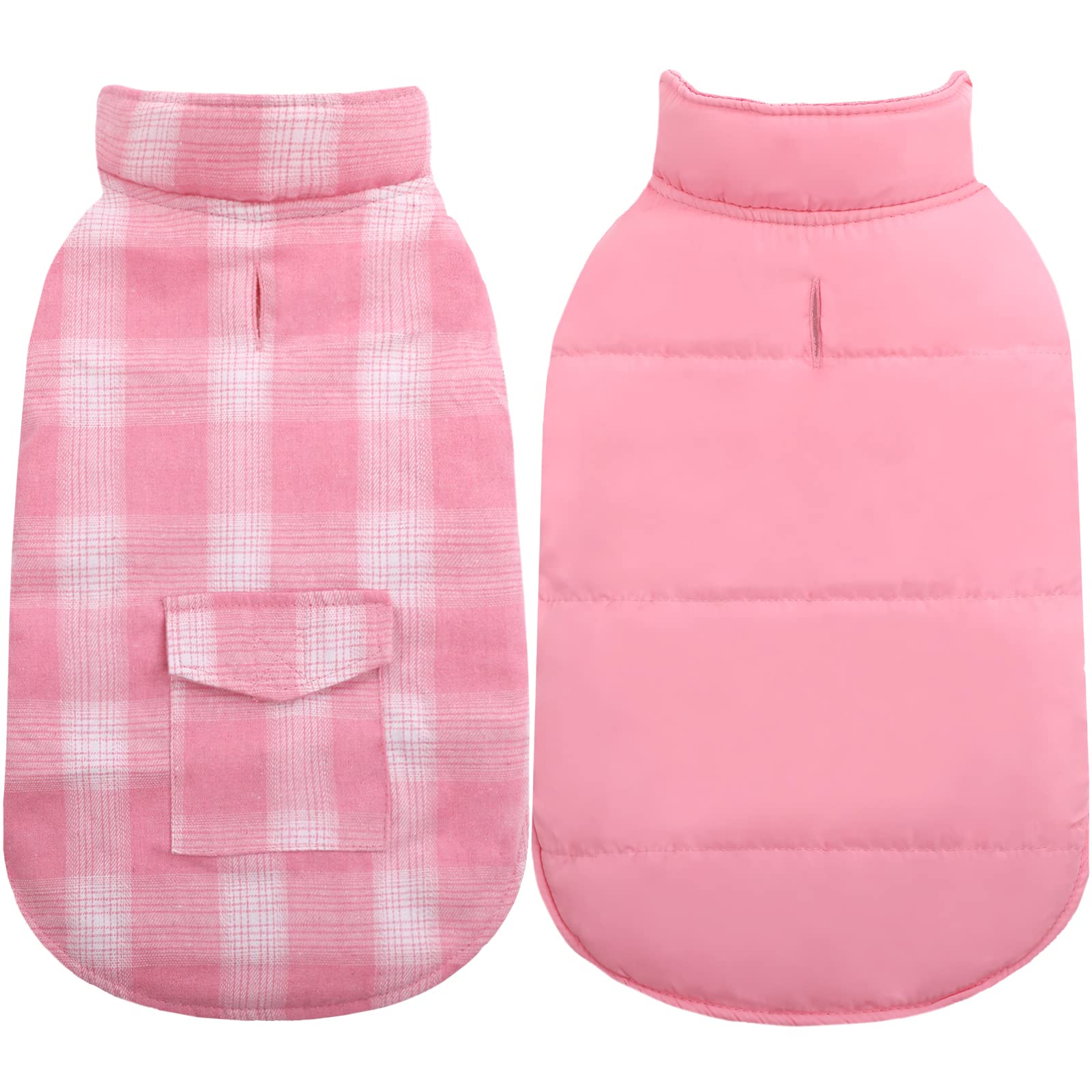 Kuoser Dog Winter Coat, Reversible Dog Jacket, Warm Dog Coat British Style Puppy Cold Weather Coat, Windproof Dog Clothes Dog Vest For Small Medium And Large Dogs Pink 3Xl