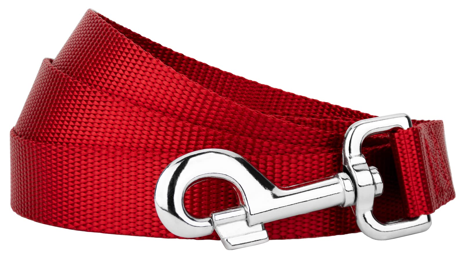 Country Brook Petz - 1 Inch Solid Color Nylon Dog Leash - Durable Clip - Soft Handle (1 Inch Wide, 4 Foot, Red)