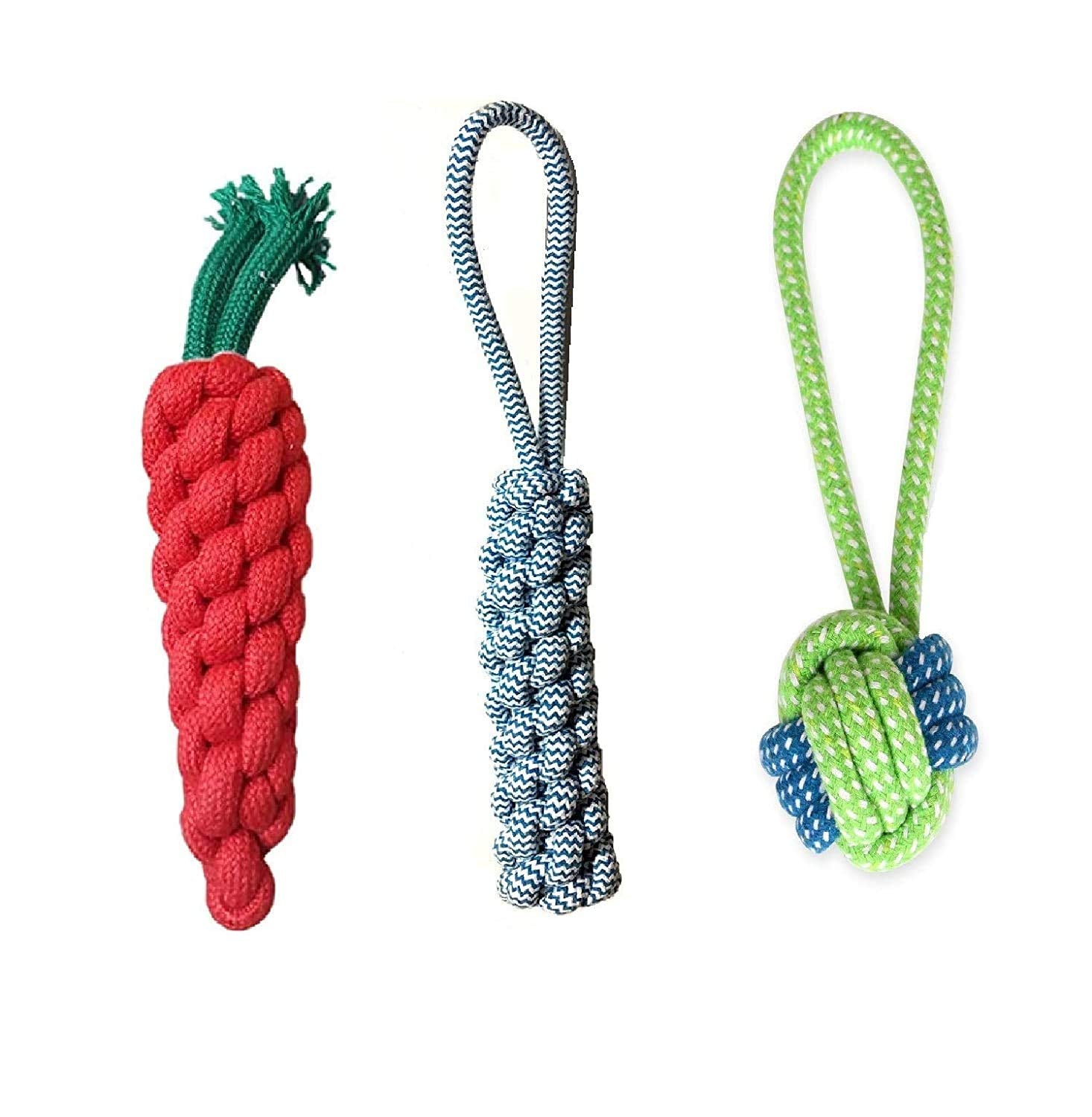 The Dds Store Dog Chew Toys For Puppy Teething & Training (Carrot + Tug + Puppy Tug), Dog Rope Toy Combo Of 3 For Small Dogs & P
