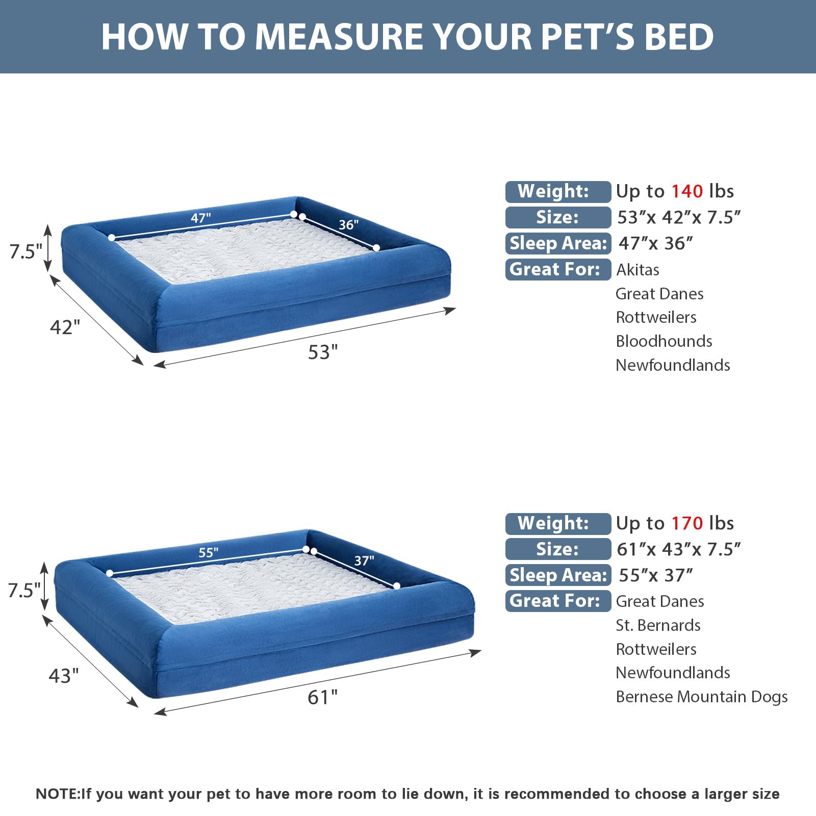 Wnpethome Washable Xxxxl Dog Bed, Orthopedic Sofa With Removable & Waterproof Cover, Extra Large Couch With Bolster Sides For Sl