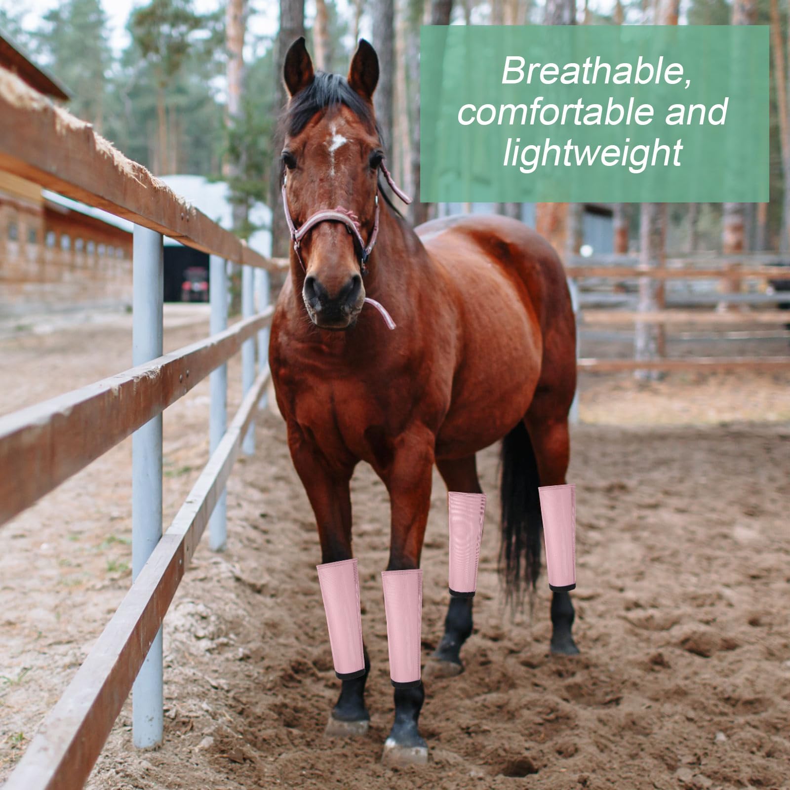 Bulyoou Set of 8 Mesh Fly Boots for Horse Breathable Mesh Horse Boots Protective Loose Wraps Adjustable for Preventing Legs Redu
