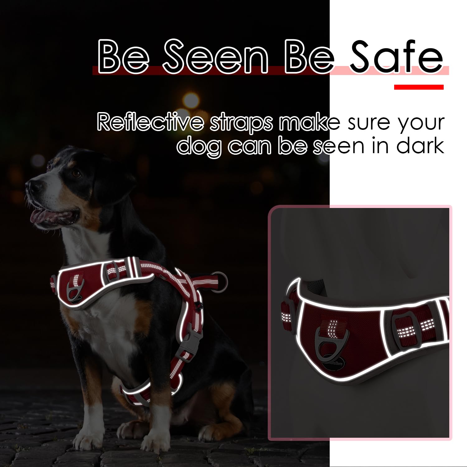 Adventuremore Small Dog No Pull Harness With Qr Code Tag, Adjustable Reflective Vest, Front Clip Handle For Training Walking - R