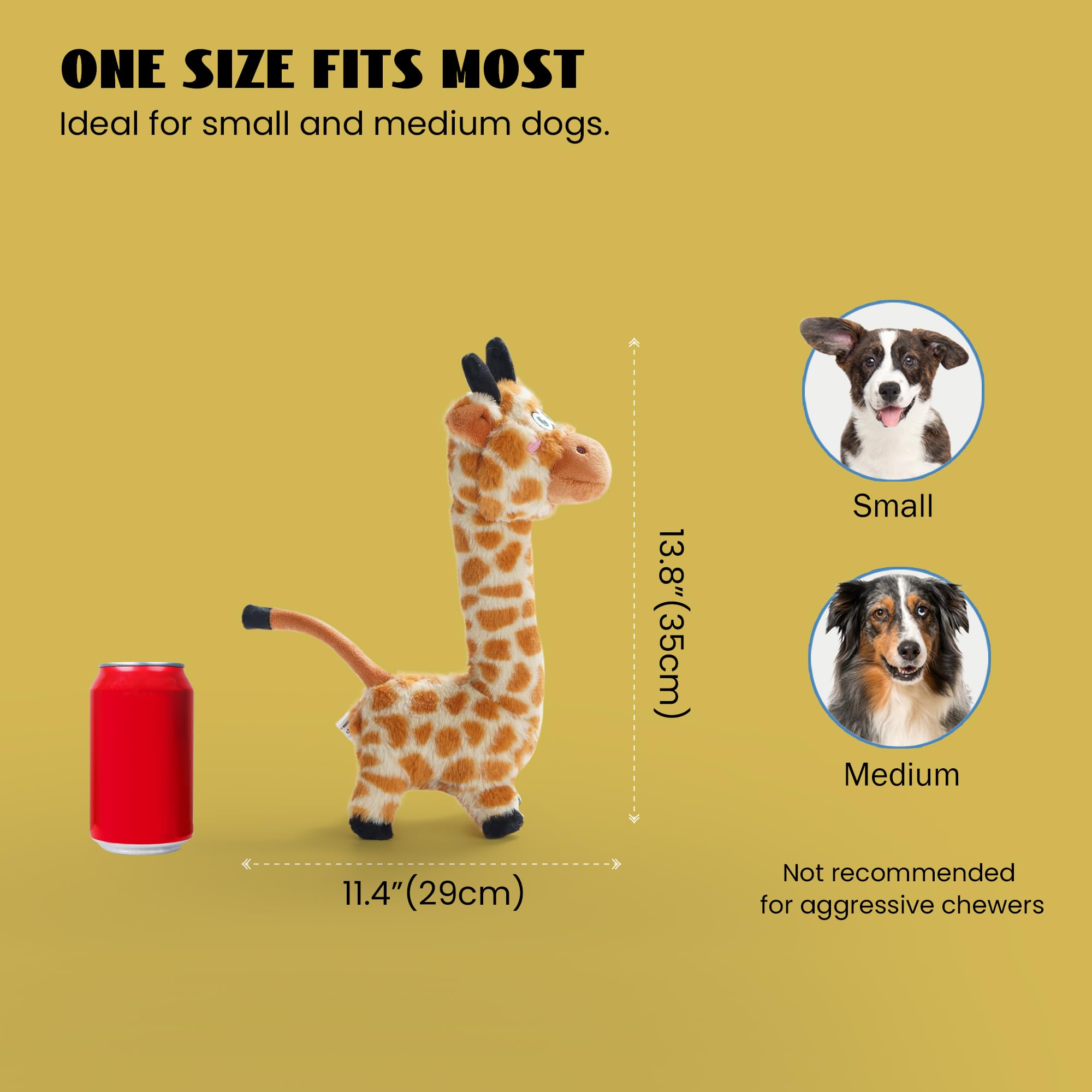 Nocciola Twistable Giraffe Pup Dog Toy, Interactive Stuffed Plush Crinkle Puppy Supplies For Small Medium Breeds To Keep Them Bu