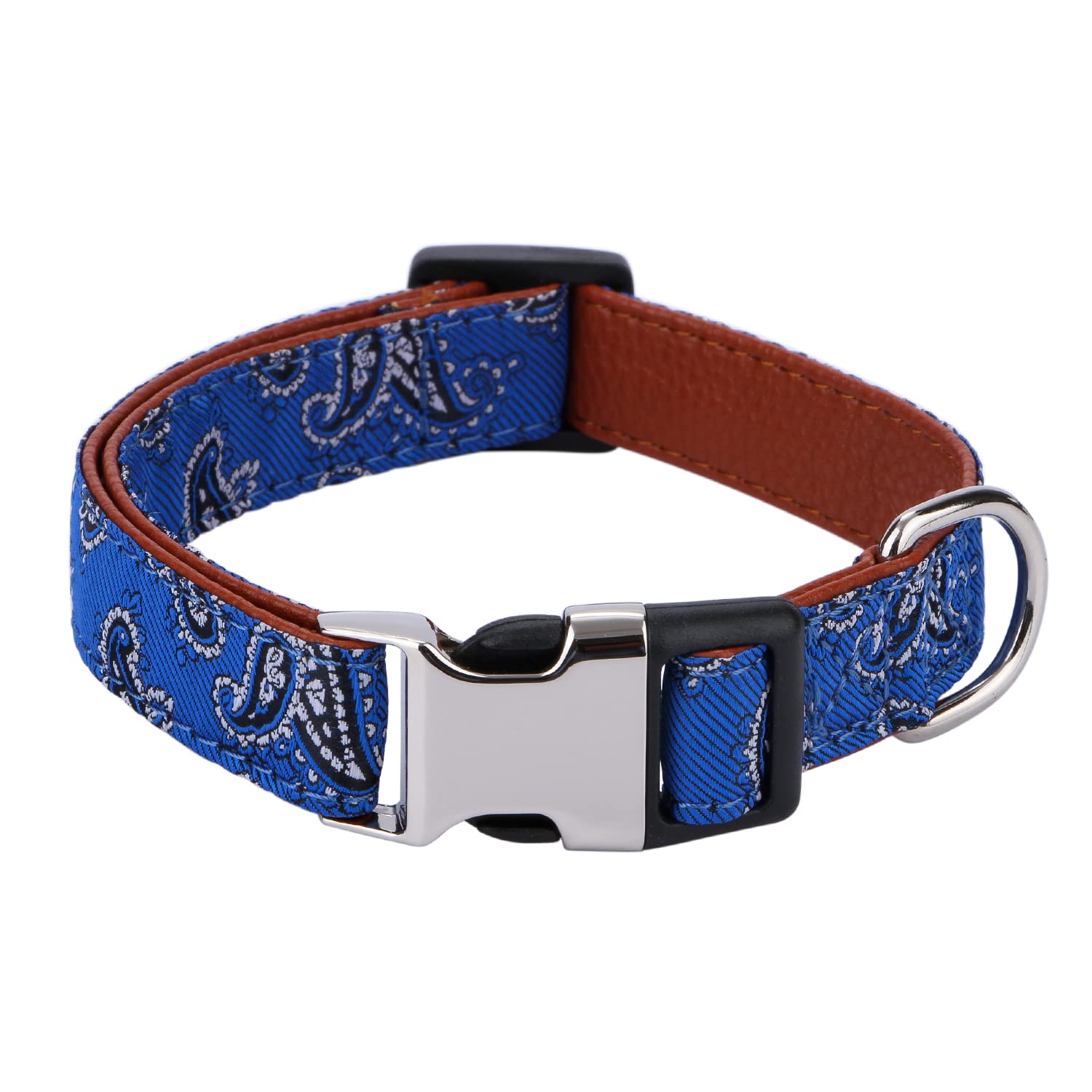 Rhea Rose Bowtie Dog Collars Blue Paisley Pattern Small