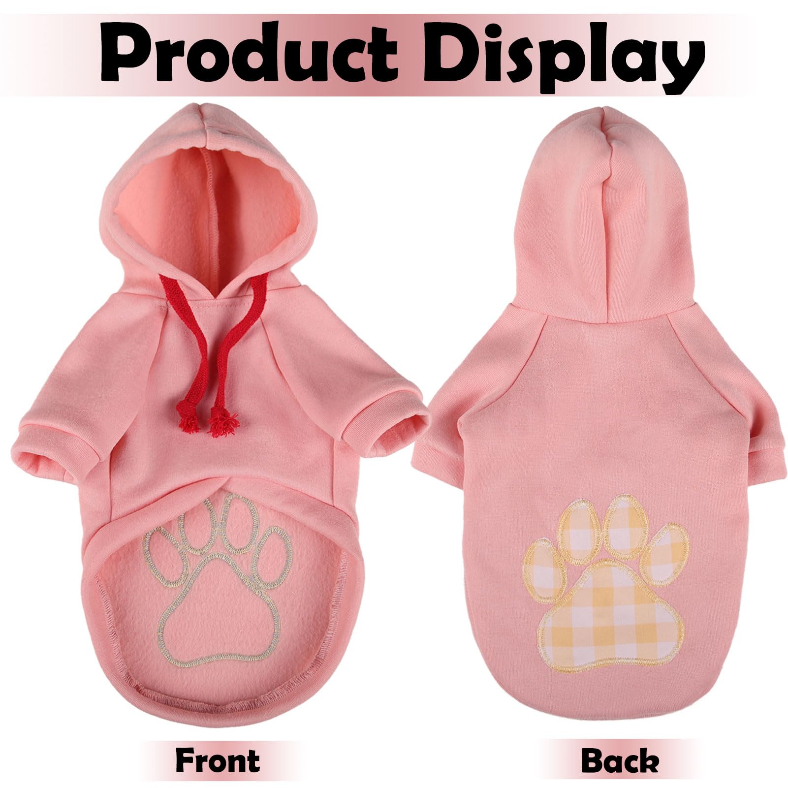 Sawmong Dog Hoodie,Flannel Pet Hooded Sweater With Hat Puppy Pullover Sweater Shirt,Dog (Pink,S)