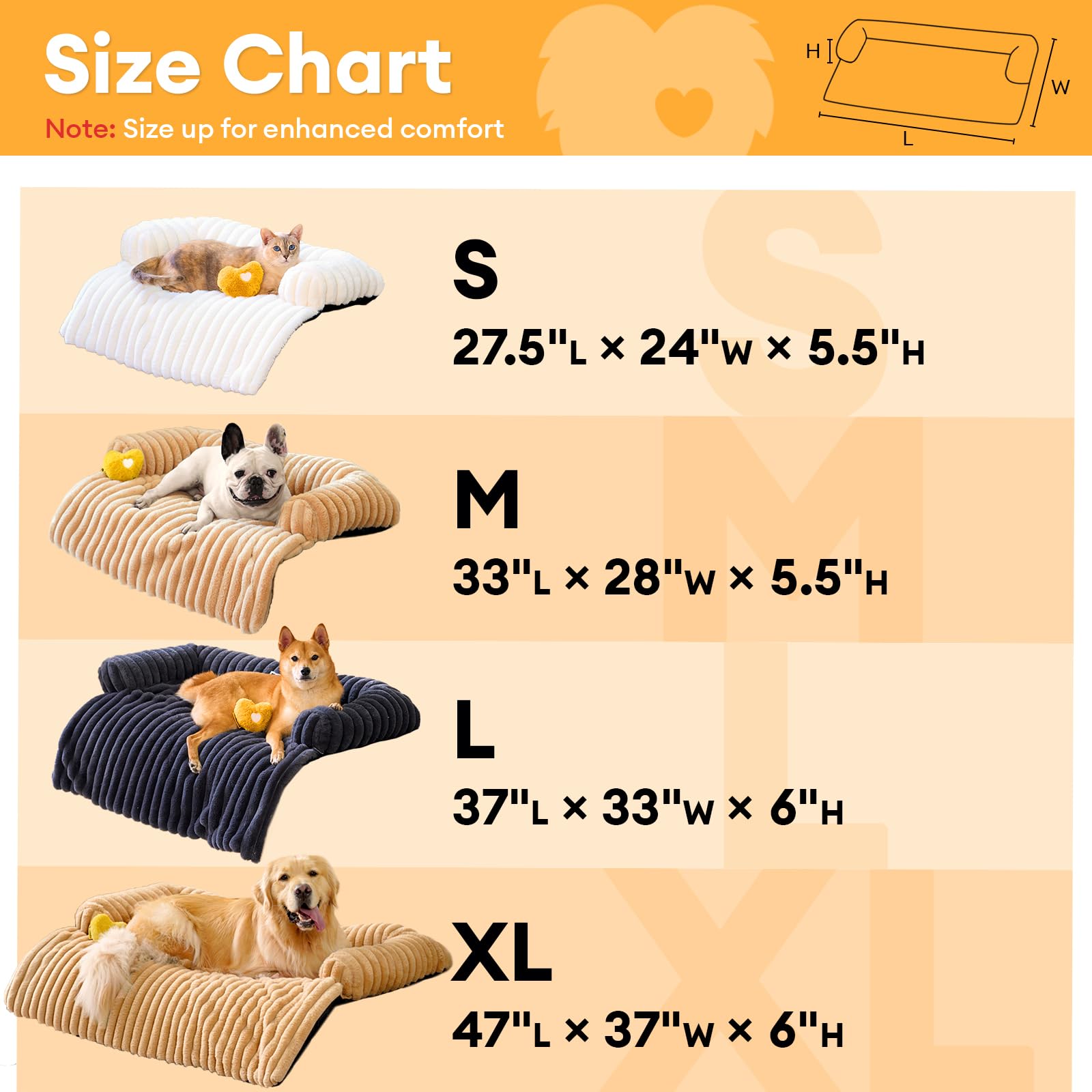 Funny Fuzzy Pet Couch Cover For Sofa, Calming Dog Bed For Couch, Fluffy Plush Dog Couch Mat For Furniture Protector For Medium D