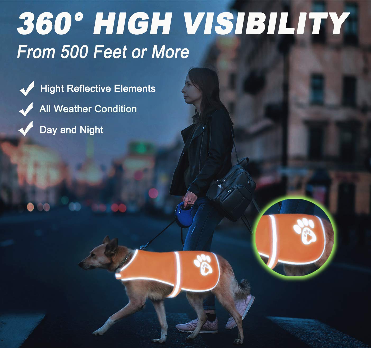 SPOFLY Reflective Safety Vest, High Visibility Keep Dogs Visible Outdoor Activity Day and Night, Hunting and Walking, Jacket for