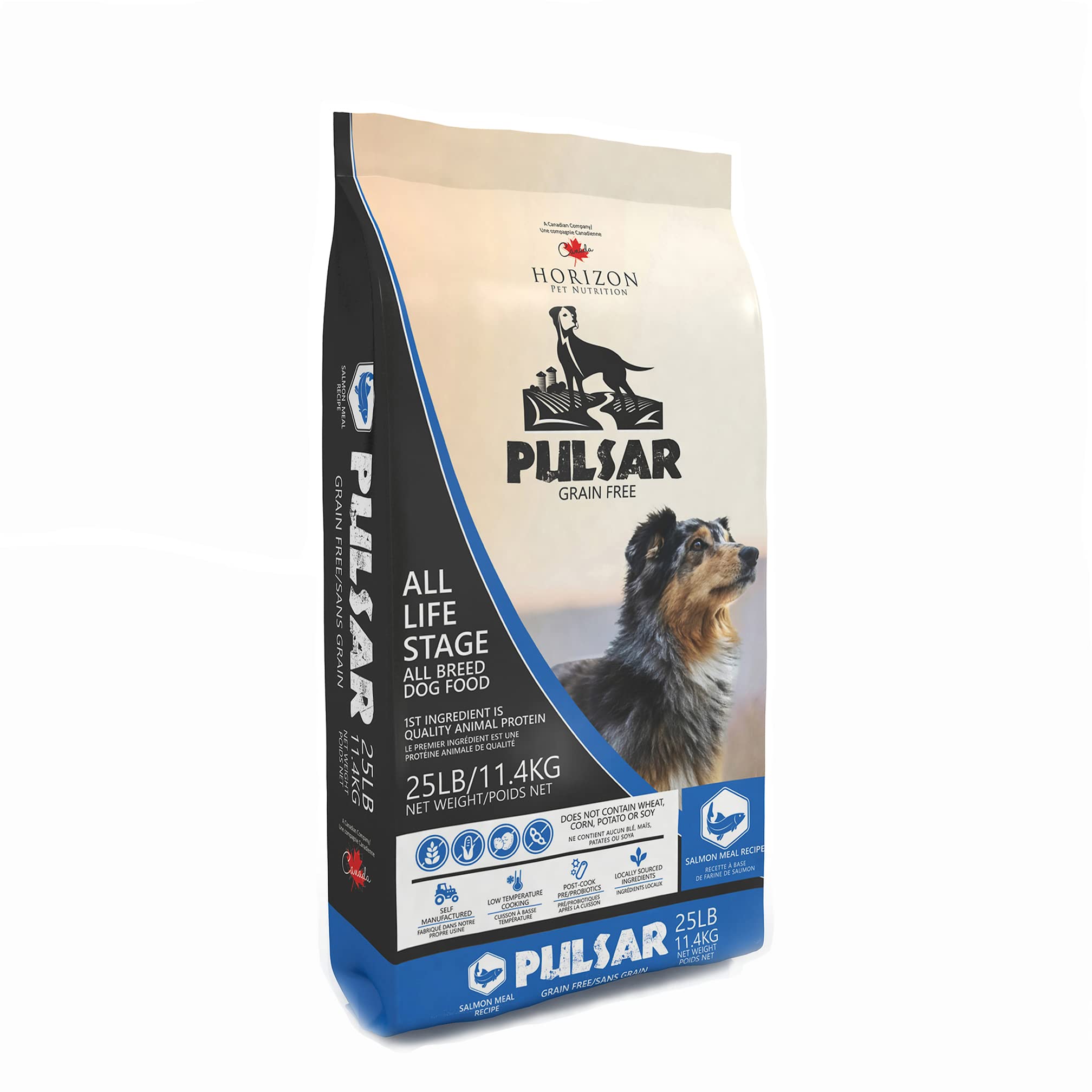 Pulsar Premium Grain Free Dog Food | Salmon Formula | All Life Stage, Non GMO, Meat Dense Diet | 25 lb Bag
