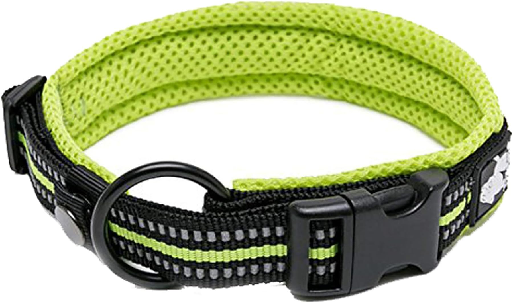 Truelove Dog Collar Reflective Premium Duraflex Buckle,High Grade Nylon Webbing No Choke Basic Collars Tlc5011(Neon Yellow,M)