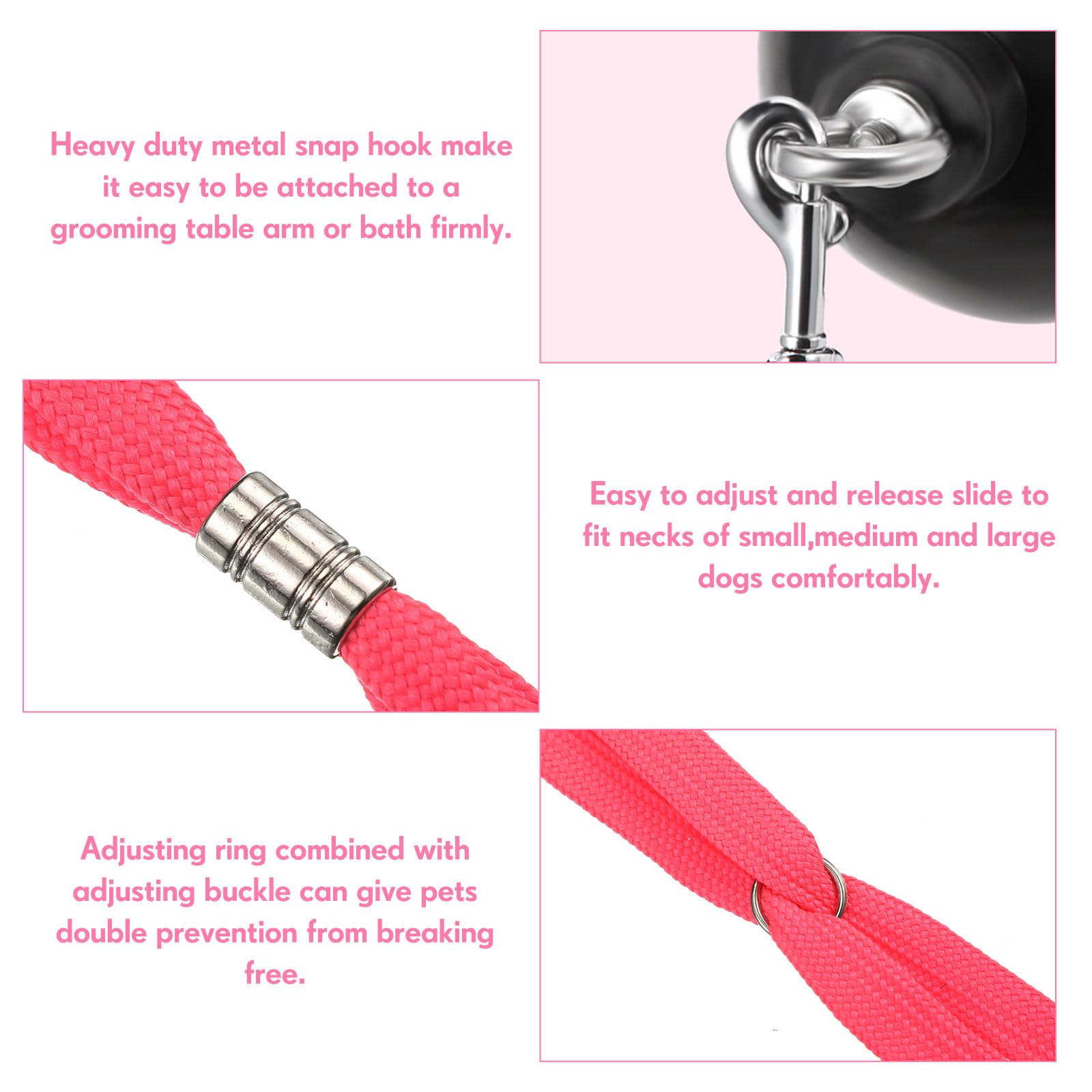 Frienda 4 Pieces Dog Bathing Tether With Suction Cup Pet Dog Grooming Tub Restraint Loops And Adjustable Cat Fixed Safety Rope For Pet Shower Bathing Grooming(Blue Black Pink)