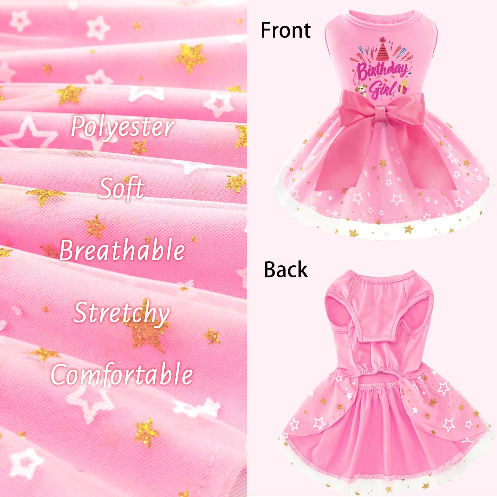 Xpudac Dog Birthday Dress Puppy Clothes For Small Dogs Girl Birthday Party Tulle Pet Outfit, Cat Appeal-Medium