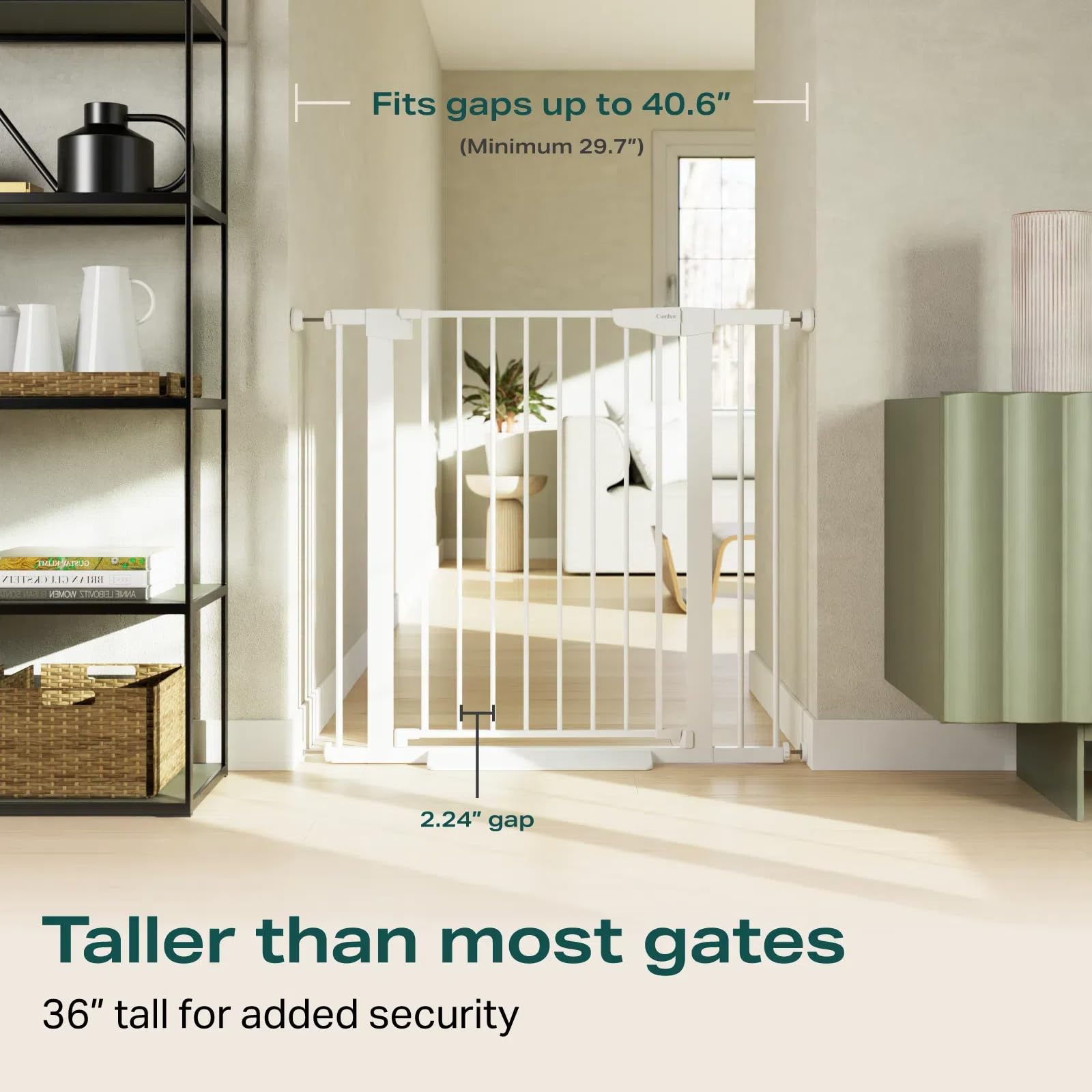 Cumbor 36' Extra Tall Baby Gate For Dogs And Kids With Wide 2-Way Door, 29.7-40.6' Width, And Auto Close Personal Safety For Babies And Pets, Fits Doorways, Stairs, And Entryways