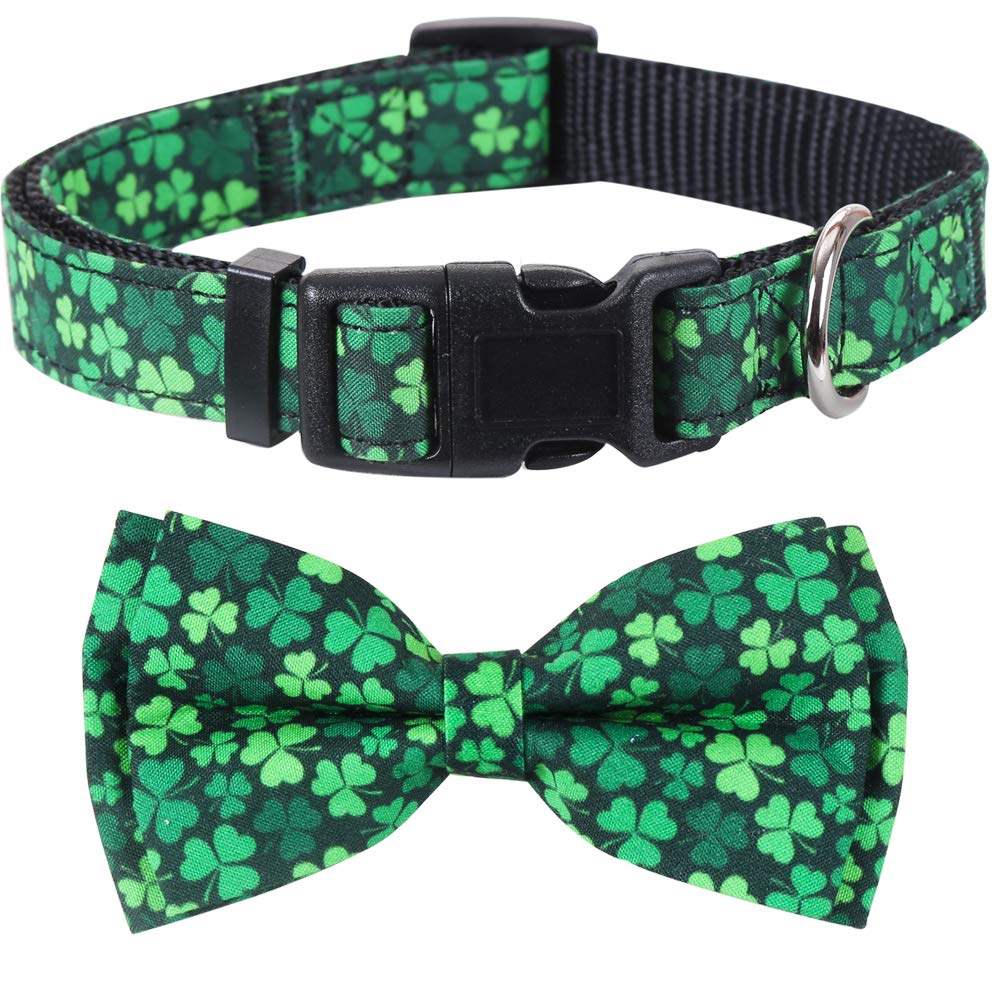 St.Patrick'S Day Dog Collar With Removable Cute Bow Tie Adjustable Pet Collars Small