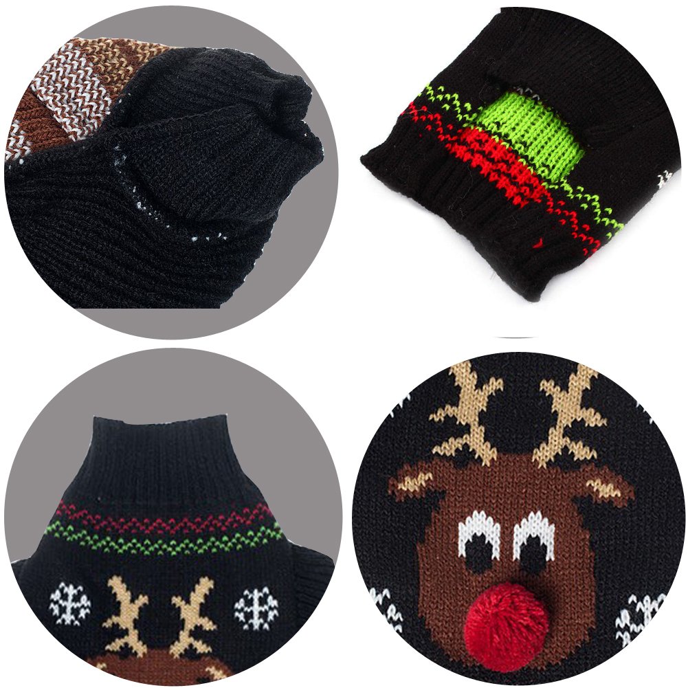 Bobibi Dog Sweater For Christmas Cartoon Reindeer Pet Cat Winter Knitwear Warm Clothes Medium