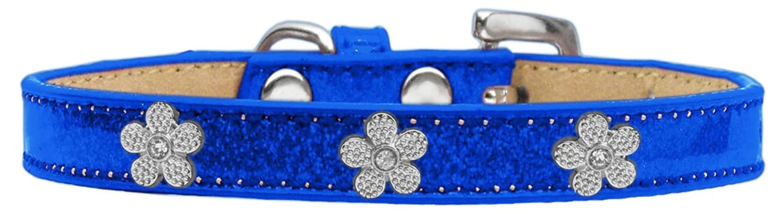 Dog, Puppy & Pet Widget Ice Cream Collar, Silver Flower Black 18