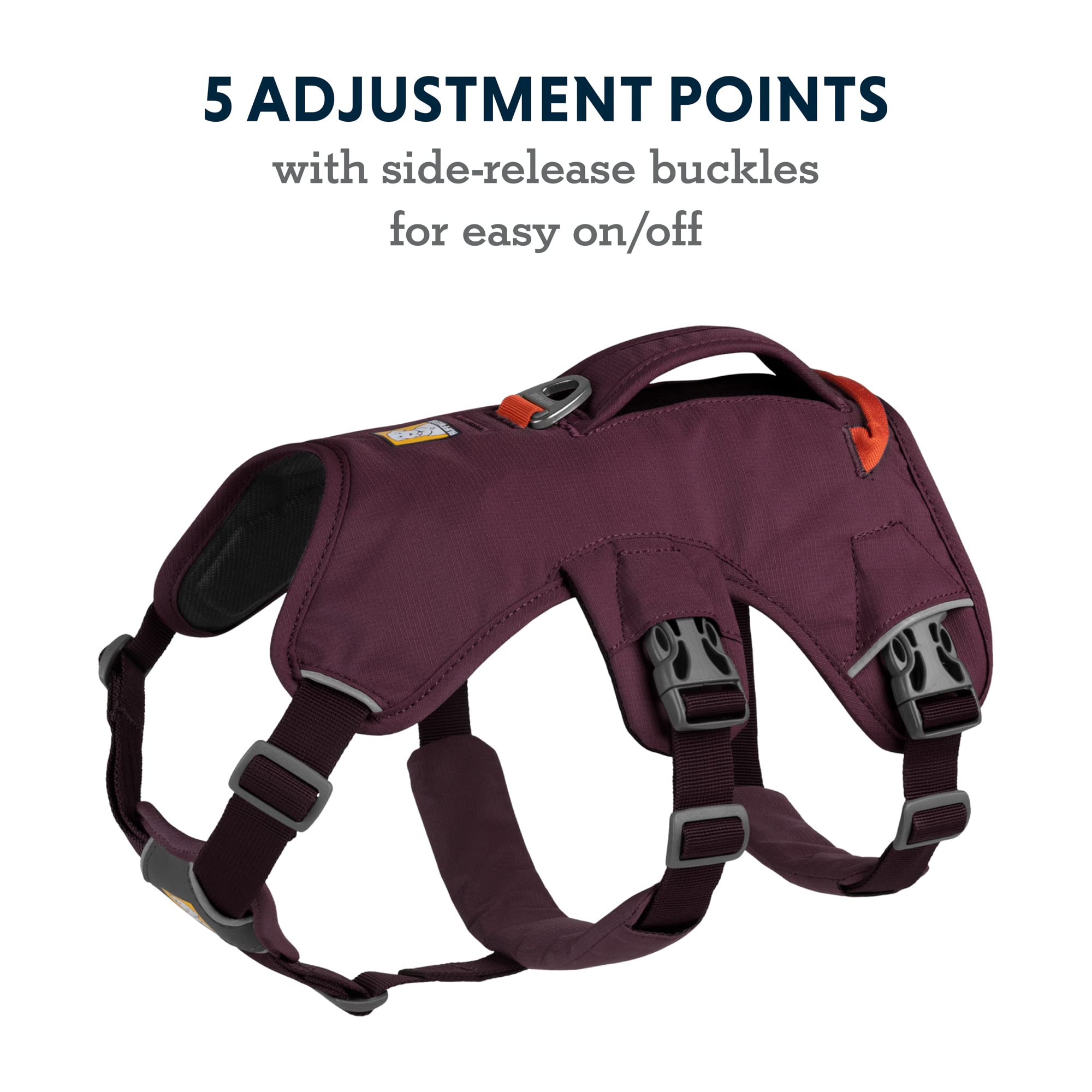 Ruffwear, Web Master, Multi-Use Support Dog Harness, Hiking And Trail Running, Service And Working, Everyday Wear, Purple Rain, Xx-Small