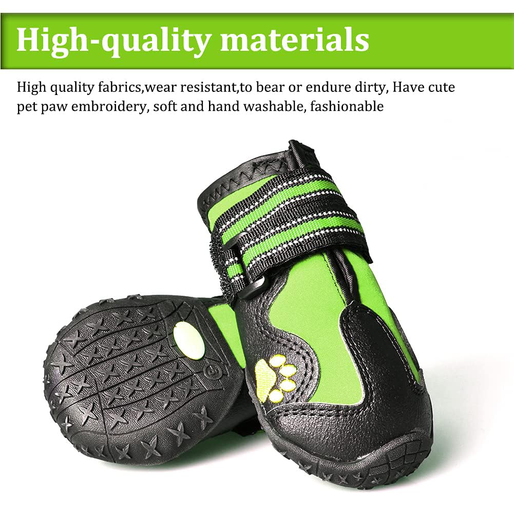 Covertsafe& Dog Boots For Dogs Non-Slip, Waterproof Dog Booties For Outdoor, Dog Shoes For Medium To Large Dogs 4Pcs With Rugged Sole Grey-Green