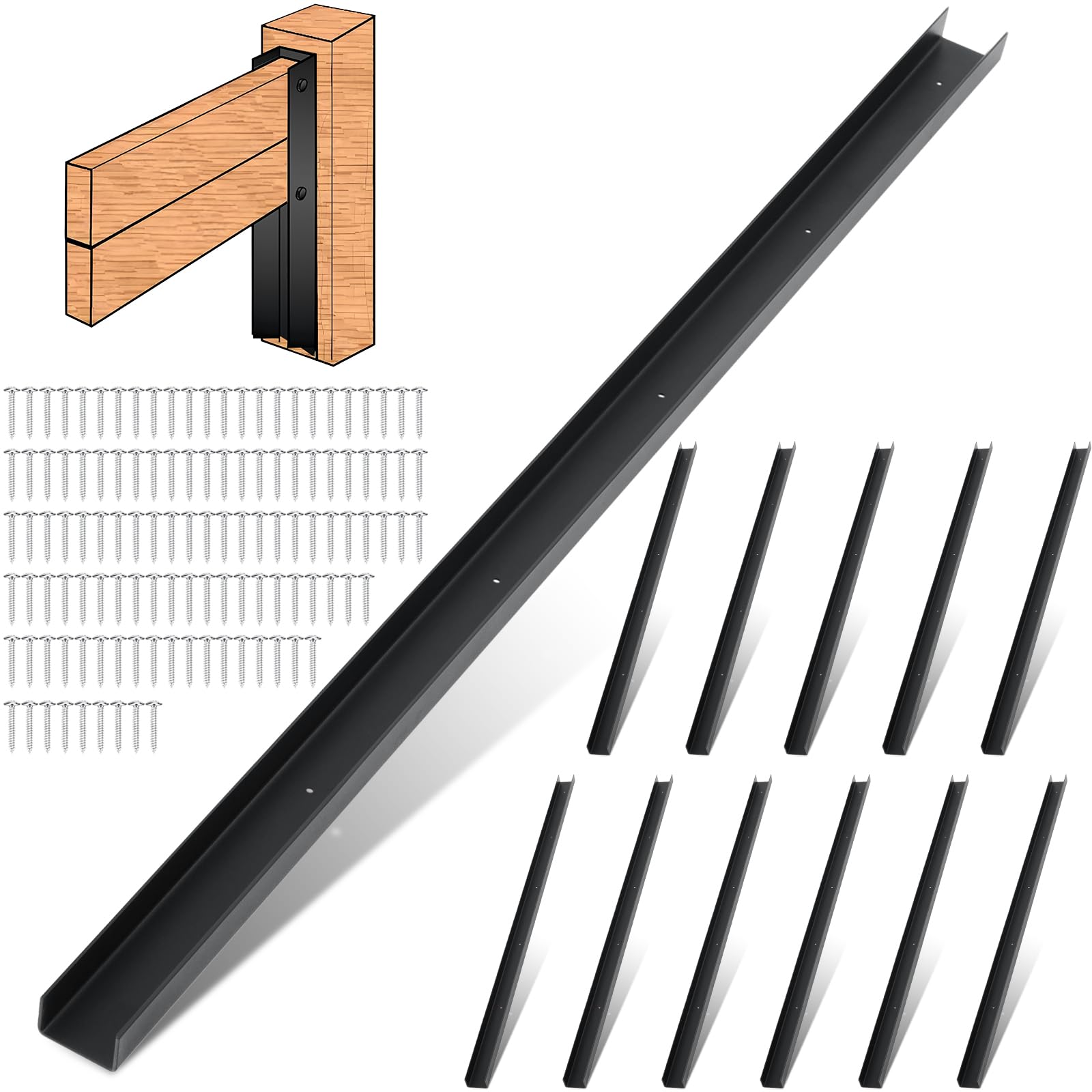 Yaocom 12 Pack 42 Inch Horse Stall Wall Channels Galvanized Steel Easy Installation Horse Stall Chew Guards Wood Protector with 