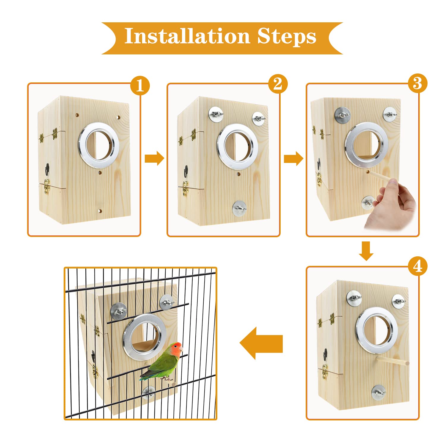 Cooshou Bird Nest Box Parakeet Breeding Nest Box Bird Nest House Wooden Acrylic Transparent Breeding Box For Finch Lovebirds Cockatiel Budgie Conure Parrot